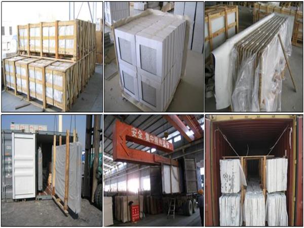 white fantasy granite slabs packing & loading