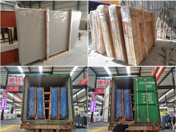 brown travertine marble packing loading