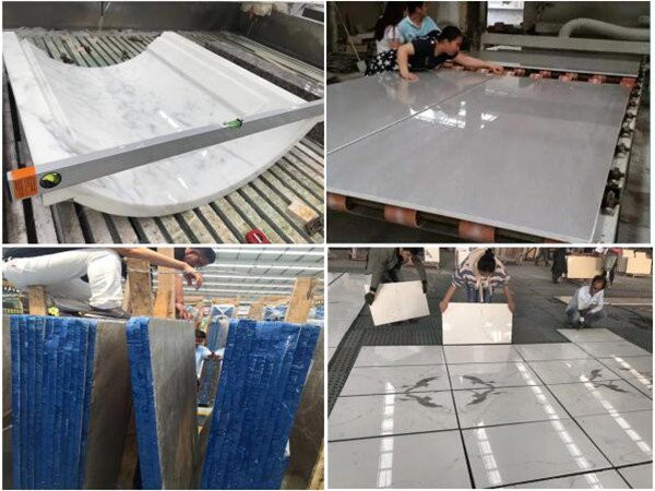 pink  and white marble stone inspection