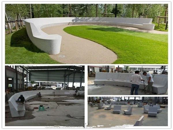 yellow rust-granite park bench garden tables