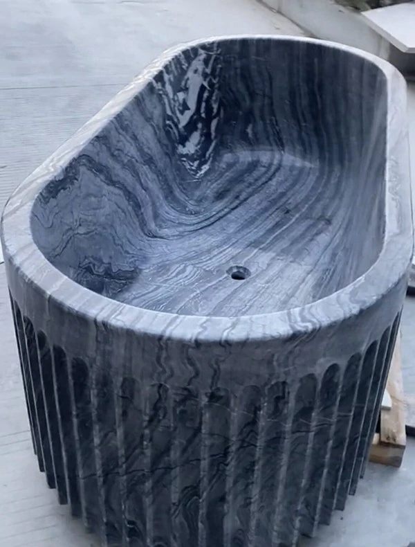 Antique Grooved Marble Bathtub