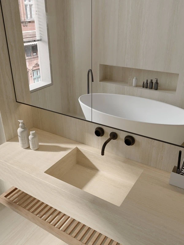 Beige Travertine Sintered Stone Vanity top