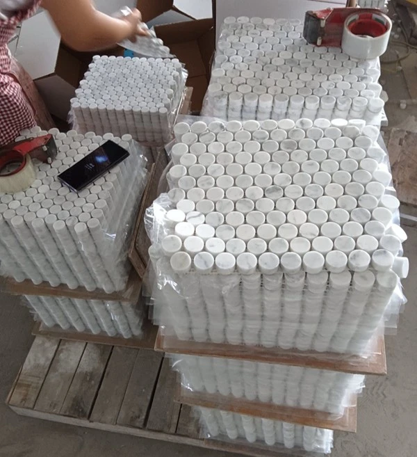 Carrara White Marble Penny Round Tile