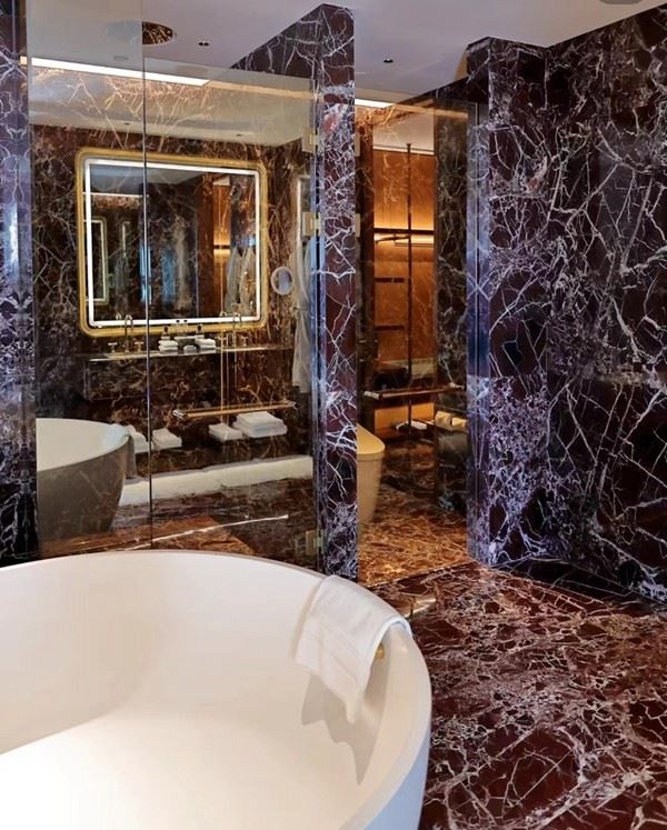 Rosso Levanto marble bathroom tiles